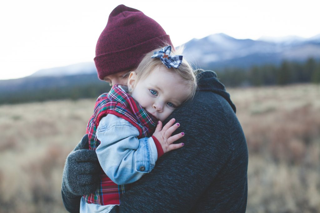 Dad and child outside